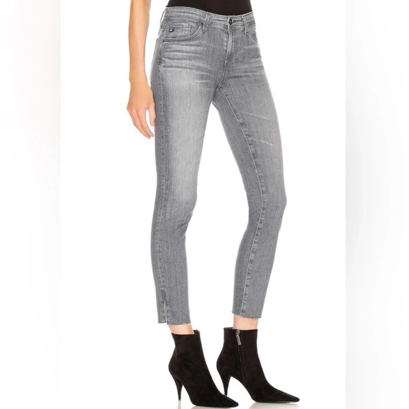 AG Adriano Goldschmied Gray Prima Cigarette Ankle Raw Split Hem Jean Size 27 - Picture 12 of 13